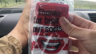 McDonalds drive thru dash feet in public - Golden Arches - Watch me as put on my Mchappy silly socks