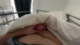PUBLIC HOSTEL - showing my morning wood while another guy is under me