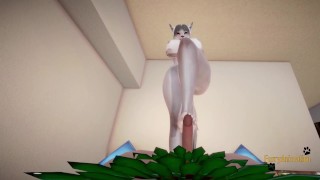 Furry Hentai - White Wolf x Human Dragon POV Footjob