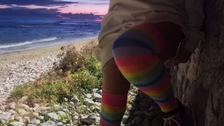 Sexy Blondy extreme masturbation outdoors Hot ass