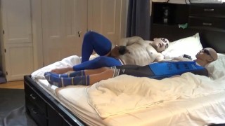 silicone muscle man plays with cyclist dummy part 2