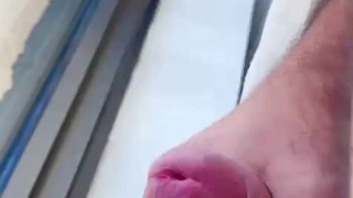 Chub showing off in hotel and cumming on window