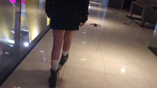 Horny extreme teen Showing ass in Shopping Centre Public