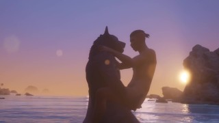 Gay Wolf & Man Make Love by the Beach / Wild Life Furries