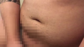 入れ墨男がチンコにパスタを巻き付けて大量射精　Hand job pasta cum!cum! masturbation jerk off