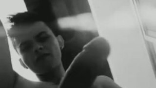 big handjob for big dick in the bathroom with techno in the background