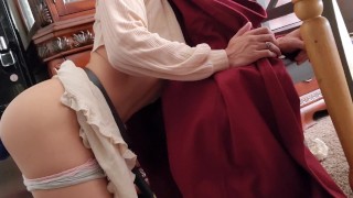 Red riding hood boi taking a new bad dragon toy!