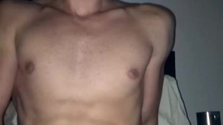 Athletic Muscular Guy Jerks Off His Cock And Cums While His Parents Are Away
