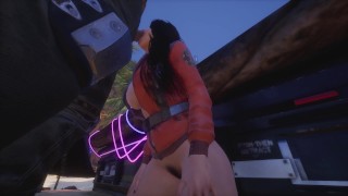 Fucking behind the bar with a huge cock exhibitionism