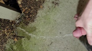 Piss desperation on couch leads to wetting before making it outside 