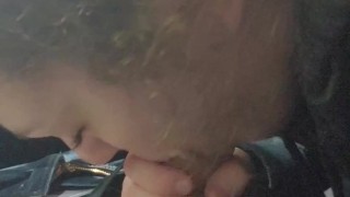 Blowjob in the car wash! 