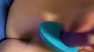 Purple vibrator & cock ring destroy my pussy & make me cum
