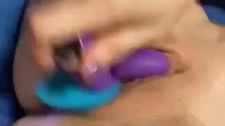 Purple vibrator & cock ring destroy my pussy & make me cum 
