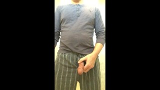 woke up hard cut cock had to pee and shoot cum to desparate relief