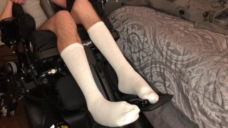 Quadriplegic Feet Shaking In White Socks