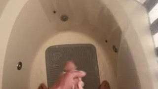 Shower jerk solo cum