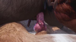 Gay Lion & Wolf Fuck By The Beach and Make Lots of Cum (Furry Orgasm In Mouth) / Wild Life Furries