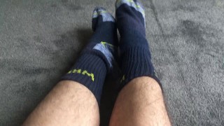 Home from work straight to sniffing my socks & worshiping my own sweaty tasty feet - MANLYFOOT 🤤 🧦