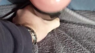 Fucking a flesh light while roommate holds it