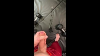 lots of Precum and then hands-free orgasm during my workout (double cum)
