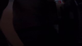 Uncut cock crossdresser in fishnet stockings and platform high heels masturbating while decorating