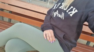 FETISH Walking in leggins Hot strong teen outdoors