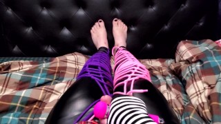 submissive goth rope bunny cums hard