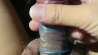 First time masturbation with a condom