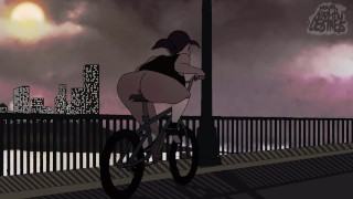 Slutty Girl Rides Dildo On Bike In Public Animation Loop