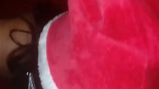 Contest video - Santa's little bitch has fun with red dildo and cock