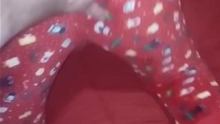 Contest video - Santa's little bitch has fun with red dildo and cock