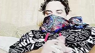 Young guy jacks his big dick and shoots huge load