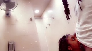 Daddy sneak in my bathroom and fuck my throat at the truck stop lol his slut me 