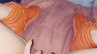 My thick sexy Latina cums in nothing but sneakers