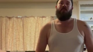 Daddy gets home and strips and swings his big cock