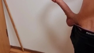 Releasing my huge dick off my tight panties