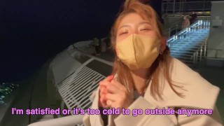 夜景デートでテンション高めの可愛い女子大生と生ハメ中出しSEX♡RYO＆YUU♡素人カップル/歳の差/10代/美少女/スタイル抜群/野外露出/個人撮影/English subtitles  