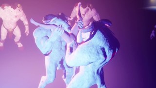 Furry fucked in a circle by horsecock | double anal