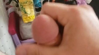 Normal guy plays with dick