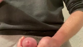 Tugging in ripped underwear