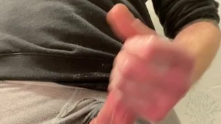 Tugging in ripped underwear