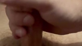 I give my boyfriend a wet handjob. Cum shoots in his eye