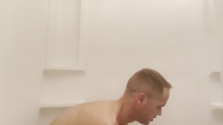 Hairy Guy Pisses on Himself then douches