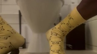 BBC Morning Milking Session on the toilet with Cum Shot
