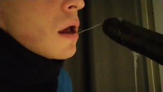 Wet dildo blowjob