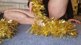 Christmas foot tease and cum fun