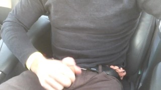 Wanking behind the wheel! Car jerking and cumming!