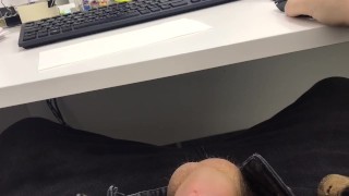 Jerking off and cumming at work