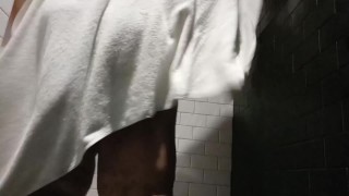 Superchub drying off after shower