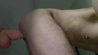 Riding massive 13 inch dildo extreme anal